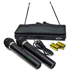 Set karaoke cu 2x Microfon Wireless, Buton On-Off, Receiver FM System WVNGR C-05 HEROSTAR - Img 3