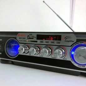 Statie Karaoke cu USB - Amplificator Boxe pasive, Difuzoare Stereo, 2 microfon 6.3mm, VU meter - Img 4