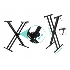 Suport dublu X DJ Orga electronica, Stativ Clape, Stander consola, Reglabil - Img 5