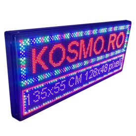 135x55 CM Reclama firma luminoasa LED RGB text programabil (128x48 pixeli P10 color) - Img 1