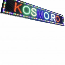 300x55 CM (288x48 pixeli LED p10 RGB FullColor), Firma programabila LED multicolor, Carcasa aluminiu exterior, Reclama luminoasa wireless - Img 3