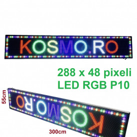 300x55 CM (288x48 pixeli LED p10 RGB FullColor), Firma programabila LED multicolor, Carcasa aluminiu exterior, Reclama luminoasa wireless - Img 5