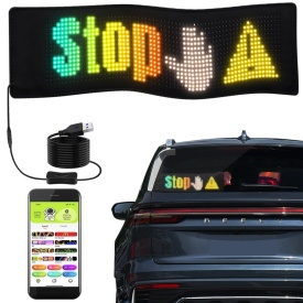 Afisaj programabil AUTO cu aplicatie telefon, 64x16 pixeli LED RGB Alimentare 5V USB, Taxi Uber Bolt - Img 4