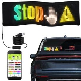 Afisaj programabil AUTO cu aplicatie telefon, 64x16 pixeli LED RGB Alimentare 5V USB, Taxi Uber Bolt - Img 4