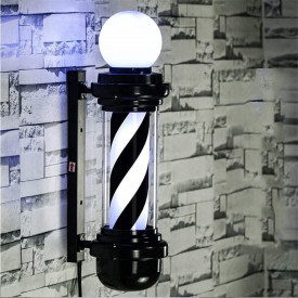 Barber Pole Alb Negru 73CM, Rotativ, Reclama luminoasa frizerie salon coafor - Img 4
