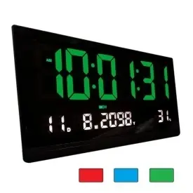 Ceas sala electronic LED afisaj digital 50x25 cm, Calendar, Temperatura, Secundar, Ziua saptamanii, Albastru / Verde / Rosu, Perete - Img 4