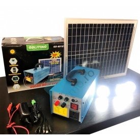 Kit Acumulator solar 12V 12A GD-8018 Baterie cu priza 220V + Panou 18V 20W + 3 Becuri LED