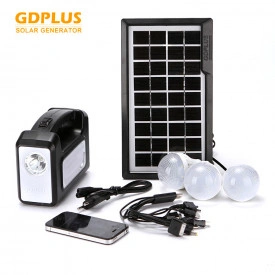 Kit solar GD8017, 3 becuri LED cu intrerupator, Lanterna PowerBank, Panou fotovoltaic - Img 2
