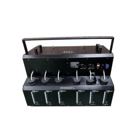 Masina efecte club 4 guri 3 in 1 fum usor + suflat baloane sapun + Lumini DMX LED RGB, Aparat evenimente 1800W - Img 5