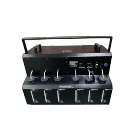Masina efecte club 4 guri 3 in 1 fum usor + suflat baloane sapun + Lumini DMX LED RGB, Aparat evenimente 1800W - Img 5