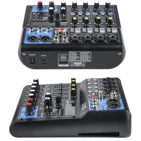 Mixer audio pasiv 4 canale, Mini consola DJ Bluetooth portabila, Egalizator, Display, Conexiune la PC - USB 2.0, 99 efecte digitale - Img 2