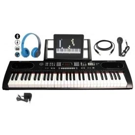 Orga electronica KSO-303 + Microfon + Casti Bluetooth, 61 clape, 200 timbre, 3 functii invatare