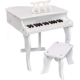 Pian in miniatura cu 30 de clape pentru exersat si invatat, Claviatura copii 3 - 7 ani tip xilofon, Scaun, MDF + ABS - Img 4