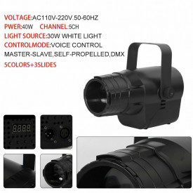 Proiector lumini LED Logo RGBW 40W, Zoom, 5 canale DMX, 5 culori si 3 forme - Img 7