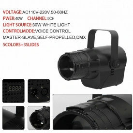 Proiector lumini LED Logo RGBW 40W, Zoom, 5 canale DMX, 5 culori si 3 forme - Img 7