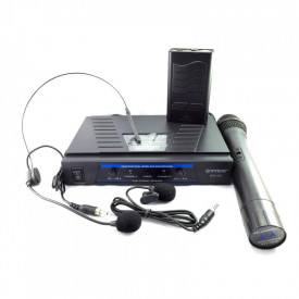 Set Lavaliera + Microfon Wireless, Receiver VHF, Reglaj volum, Microfoane fara fir WG-210 - Img 1