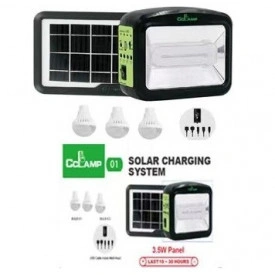 Set solar, Panou fotovoltaic cu 2 becuri LED, Laterna Powerbank, CL-01
