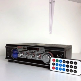 Statie Karaoke cu USB - Amplificator Boxe pasive, Difuzoare Stereo, 2 microfon 6.3mm, VU meter - Img 5