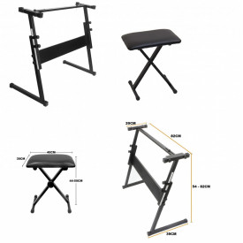 Stativ suport reglabil orga electronica + Scaun pian + Husa Transport 100x40x13cm - Img 2