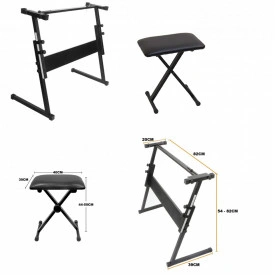 Stativ suport reglabil orga electronica + Scaun pian + Husa Transport 100x40x13cm - Img 2