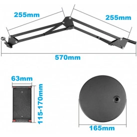 Suport tip foarfeca Brat flexibil suspensie, Baza robusta, Stativ masa tableta/telefon(smartphone) Ipad, Stand articulat - Img 6