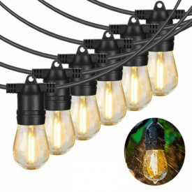 10 x Becuri LED 3W decorative vintage, Lungime instalatie: 10 metri, Exterior IP65