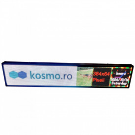 100x20 CM Ecran panou publicitar LED programabil aplicatie, Reclama Luminoasa Video Logo (384x64 pixeli LED P2 RGB FullColor) - Img 4