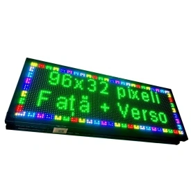 100x40 CM (F+V) Reclama luminoasa LED programabila telefon Fata+Verso (96x32 pixeli P10 RGB) Afisaj firma - Img 2