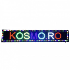 300x55 CM (288x48 pixeli LED p10 RGB FullColor), Firma programabila LED multicolor, Carcasa aluminiu exterior, Reclama luminoasa wireless - Img 1