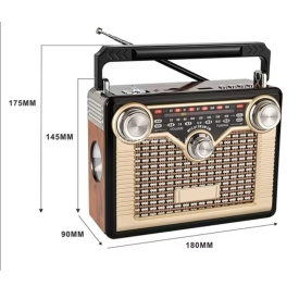 Boxa cu acumulator, Radio tip retro, FM AM, Bluetooth, USB, Portabil, Difuzor puternic - Img 2