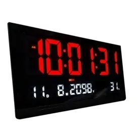 Ceas sala electronic LED afisaj digital 50x25 cm, Calendar, Temperatura, Secundar, Ziua saptamanii, Albastru / Verde / Rosu, Perete - Img 5