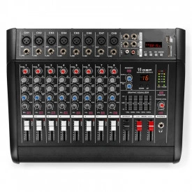 Consola DJ Bluetooth, Mixer audio amplificat 8 canale 2x400W, USB, Display, Amplificator boxe pasive - Img 2