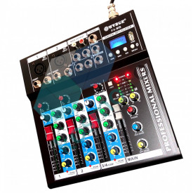Consola DJ F4-Mb Mixer audio profesional pasiv, Neamplificat, Bluetooth, 4 canale, 2 mufe XLR, USB - Img 5