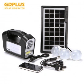 Kit solar GD8017, 3 becuri LED cu intrerupator, Lanterna PowerBank, Panou fotovoltaic - Img 3