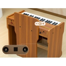 Mini pian electronic digital din lemn, 37 clape pentru copii 3-7 ani, Scaunel, 3 octave - Img 3