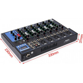 Mixer audio neamplificat 7 canale F7-MB, Consola DJ pentru boxe active (semnal), Portabil - Img 7