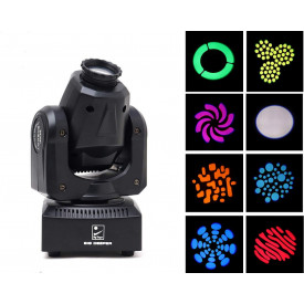 Moving Head CREE 30W GOBO, 8 sabloane, 9 culori + alb, Strobo, Beam, DMX, Lumini scena club disco DJ - Img 3
