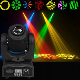 Moving Head CREE 30W GOBO, 8 sabloane, 9 culori + alb, Strobo, Beam, DMX, Lumini scena club disco DJ - Img 5