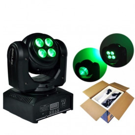 Moving head proiector dublu (fata-verso) 1x20W RGBW & 4x10W WASH LED, Aparat cu cap rotativ lumini scena club party disco - Img 8