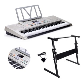 Orga electronica invatat 61 clape YM-823 + Stativ reglabil, USB, RCA, 100 ritmuri/tonuri - Img 1
