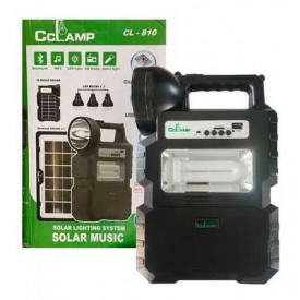 Sistem solar CL-810, Lanterna si 3 becuri LED, Difuzor Bluetooth, Powerbank USB, Panou fotovoltaic - Img 2