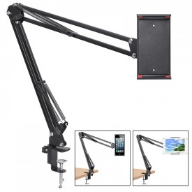 Stativ brat extensibil 70 CM tableta/telefon/smartphone, Menghina, Suport suspensie flexibil articulat pivotant pliabil birou/masa/blat, Reglabil - Img 2
