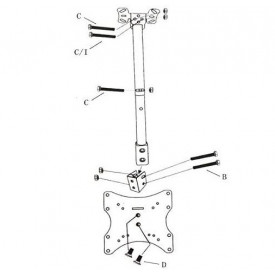 Suport brat telescopic Ecran TV Tavan/Perete, Monitor 14-42", Stativ ajustabil 53-88CM, max 30KG, VESA 100-200mm - Img 4
