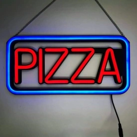50x25 CM Semn luminos tip neon LED, Panou geam PIZZA, Firma reclama LED, alimentare 220V - Img 2