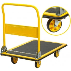 Carucior de marfa (300KG), Platforma incarcare 90x60 CM, Carut pliabil de mana, Liza 4 roti, Industrial - Img 6