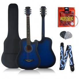 Chitara acustica 4/4 incepatori (38") + Husa + Curea + 2x Pana + 6x Corzi rezerva - Img 1