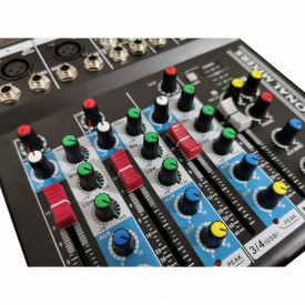 Consola DJ F4-Mb Mixer audio profesional pasiv, Neamplificat, Bluetooth, 4 canale, 2 mufe XLR, USB - Img 4