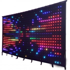 Cortina LED RGB digitala pt DJ Booth 3x2 m 600 becuri P90 300x200cm, Modul comanda intrare DMX, Efecte evenimente scena club