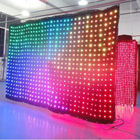 Cortina LED RGB digitala pt DJ Booth 3x2 m 600 becuri P90 300x200cm, Modul comanda intrare DMX, Efecte evenimente scena club - Img 3