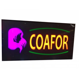 Firma luminoasa cu mesajul `COAFOR` pentru salon frizerie, Semn dinamic - Img 2
